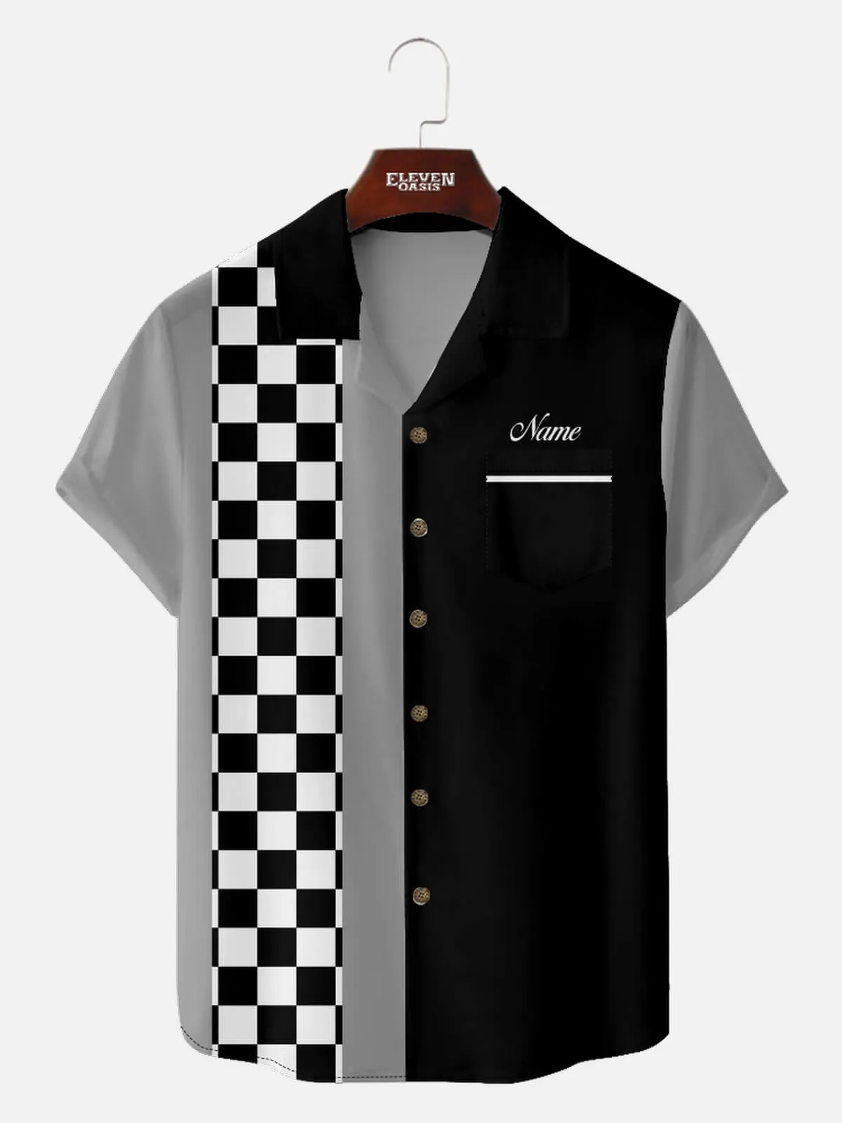 Men's Custom Racing Checkered Short Sleeve Shirt sold by Eleven Oasis
