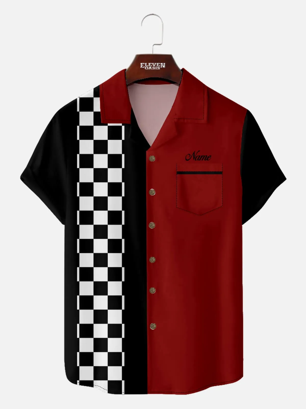 Men's Custom Racing Checkered Short Sleeve Shirt sold by Eleven Oasis product image thumbnail 2