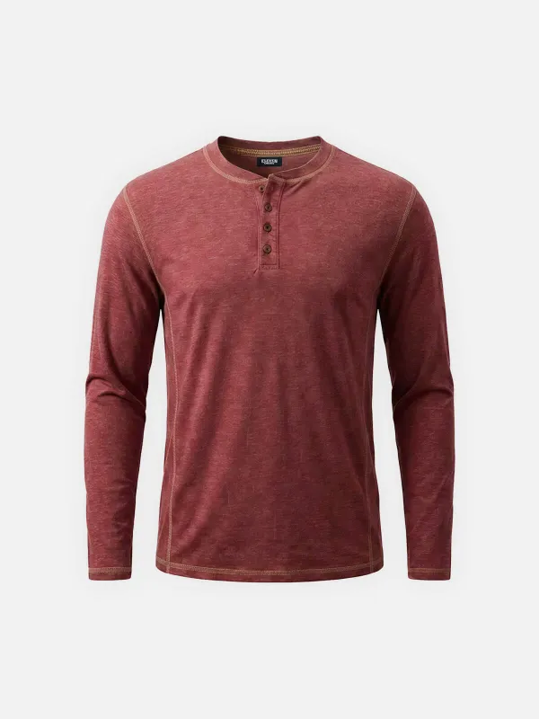 Men's Classic Long Sleeve Henley Shirt sold by Eleven Oasis