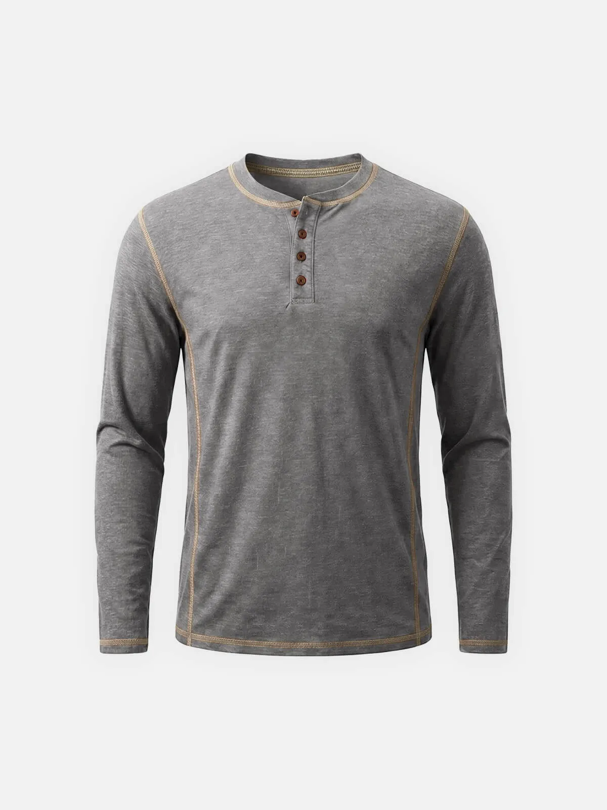 Men's Classic Long Sleeve Henley Shirt sold by Eleven Oasis product image thumbnail 5