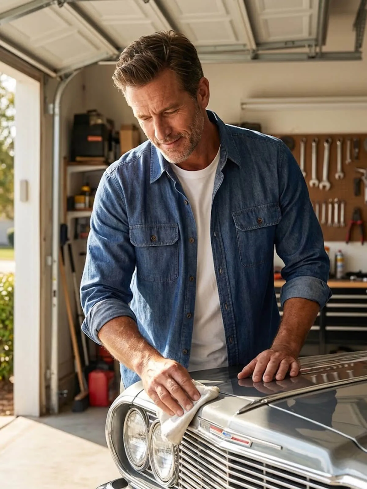 Men's Classic Denim Utility Long Sleeve Shirt sold by Eleven Oasis product image thumbnail 4