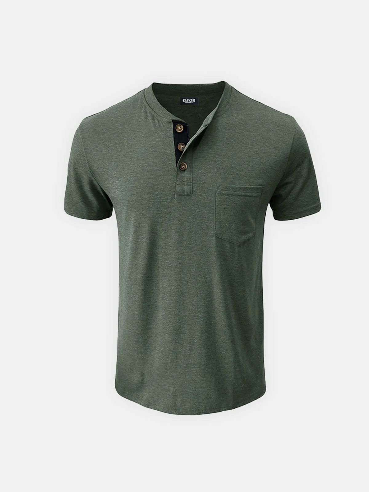 Men's Classic Henley Chest Pocket Short Sleeve Shirt sold by Eleven Oasis