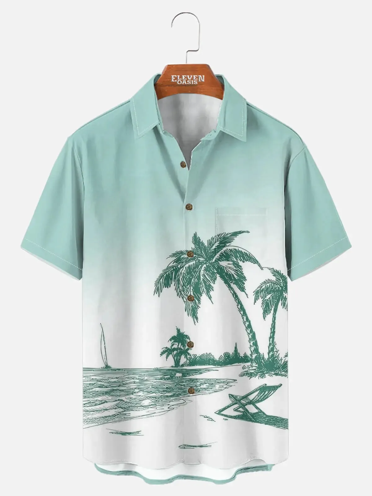 Men's Black & Whire Shore Sketch Short Sleeve Shirt sold by Eleven Oasis product image thumbnail 3