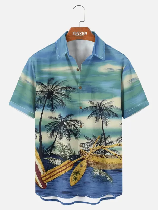 Tall Men's Island Canoe Escape Short Sleeve Shirt sold by Eleven Oasis
