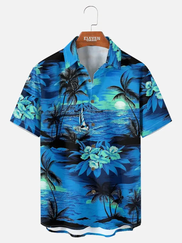 Men's Island Sunset Sail Short Sleeve Shirt sold by Eleven Oasis