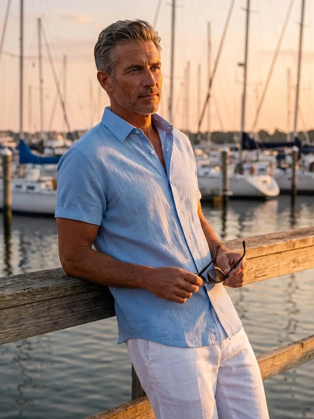 Men's Everyday Linen-Blend Short Sleeve Shirt sold by Eleven Oasis product image thumbnail 4