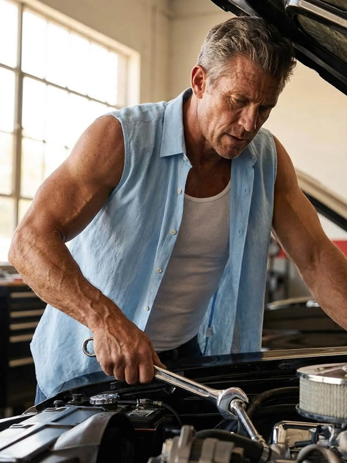 Men's Linen Sleeveless Button-Up Shirt sold by Eleven Oasis product image thumbnail 3