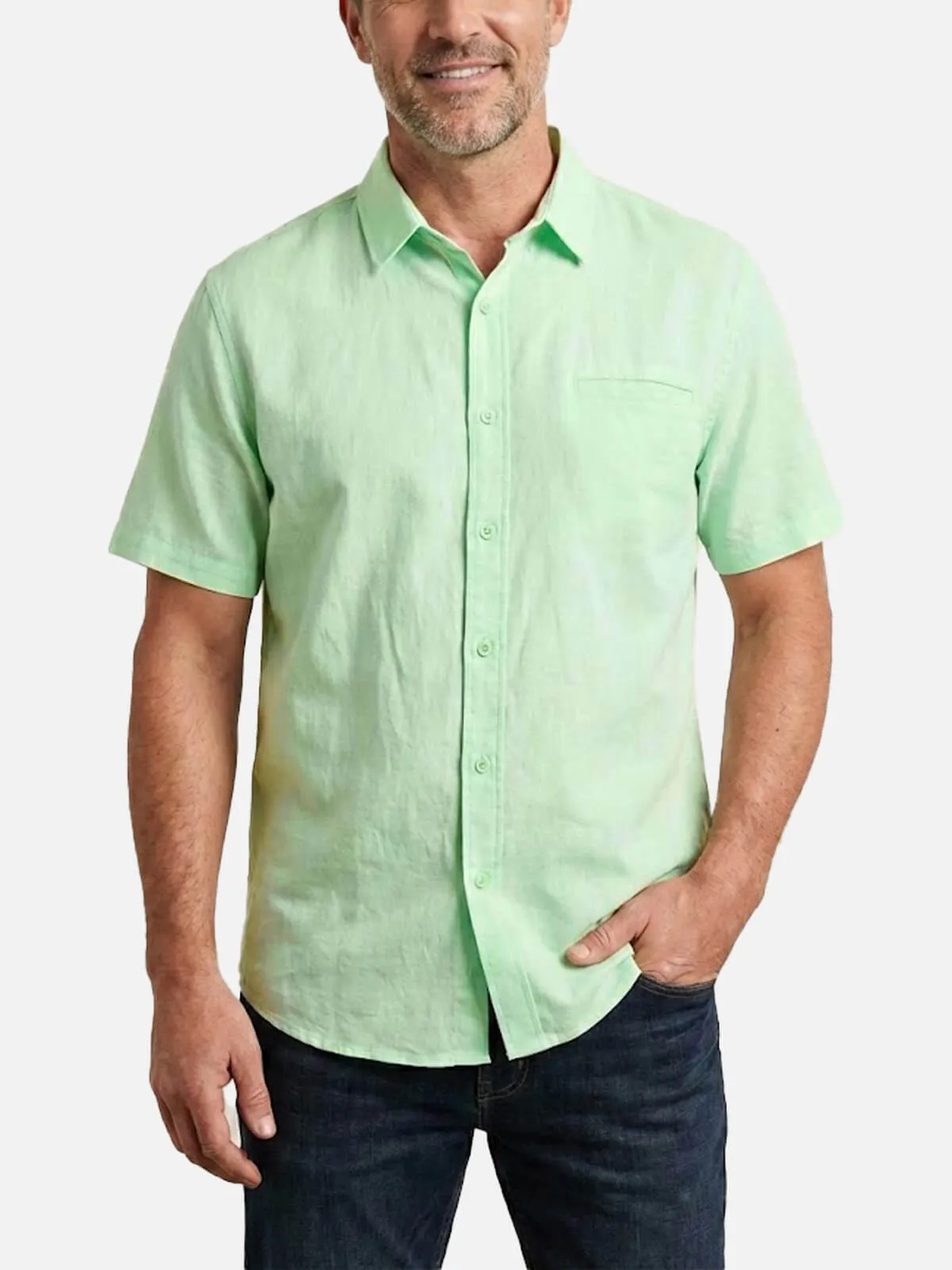 Men's Faux Chest Pocket Classic Short Sleeve Shirt sold by Eleven Oasis product image thumbnail 2
