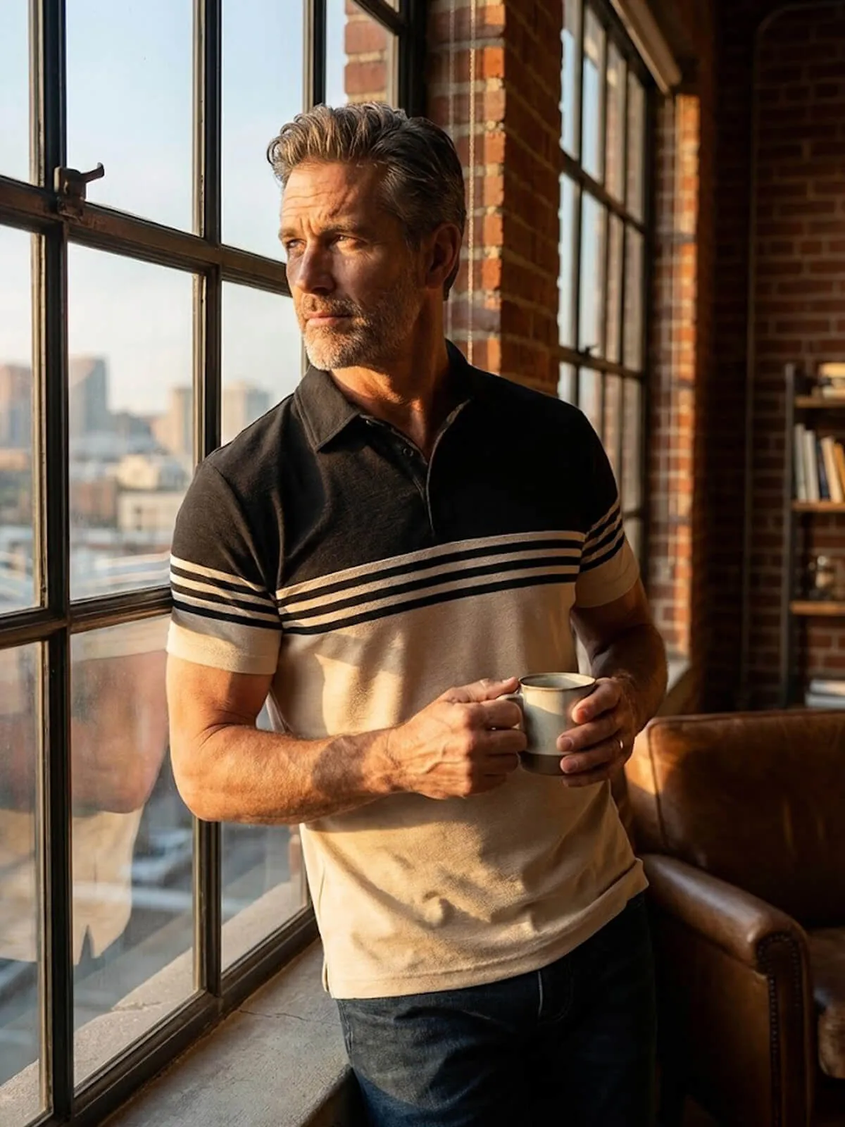 Men's Classic Stripe Short Sleeve Polo Shirt sold by Eleven Oasis product image thumbnail 3