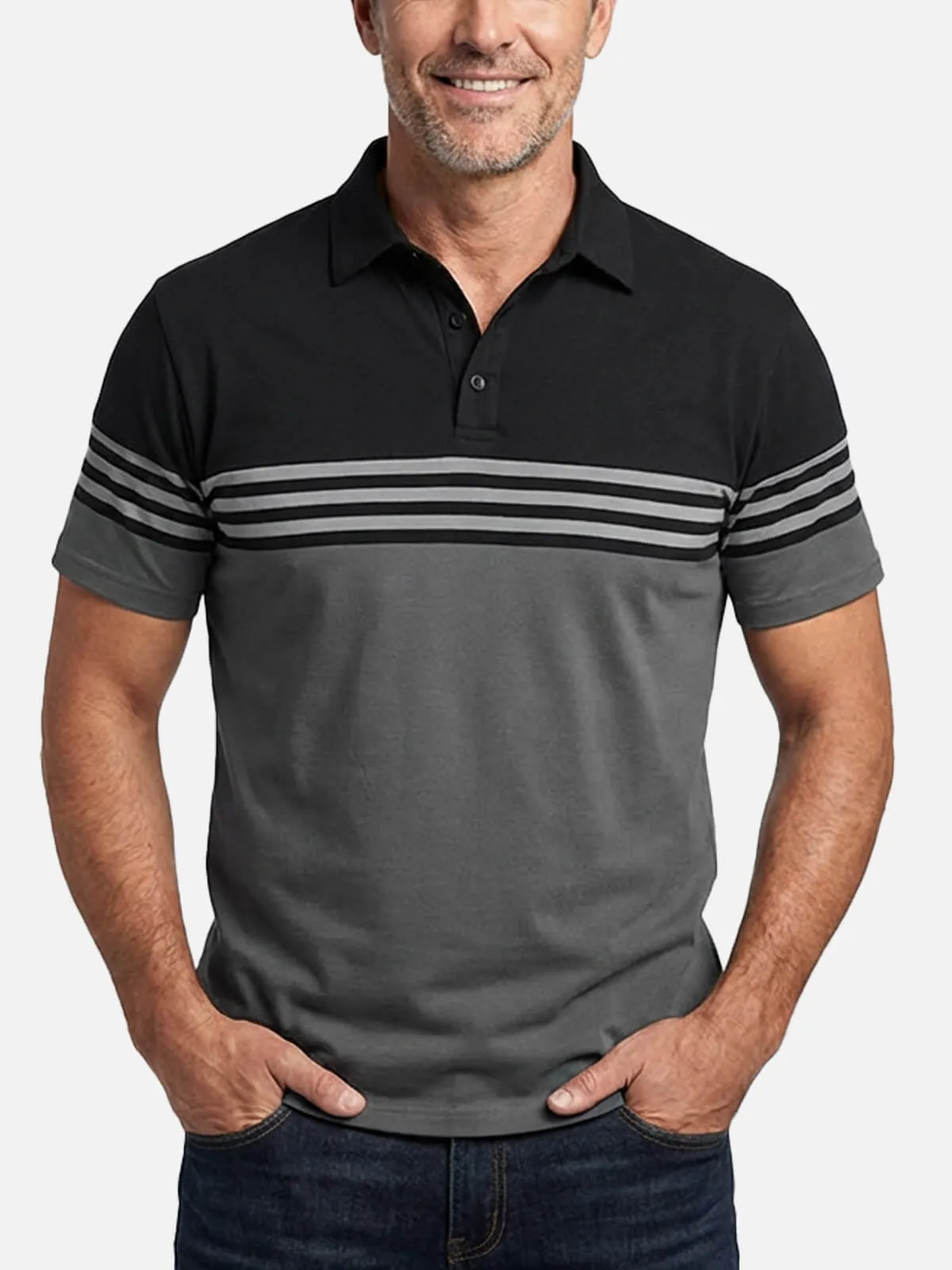 Men's Classic Stripe Short Sleeve Polo Shirt sold by Eleven Oasis product image thumbnail 2