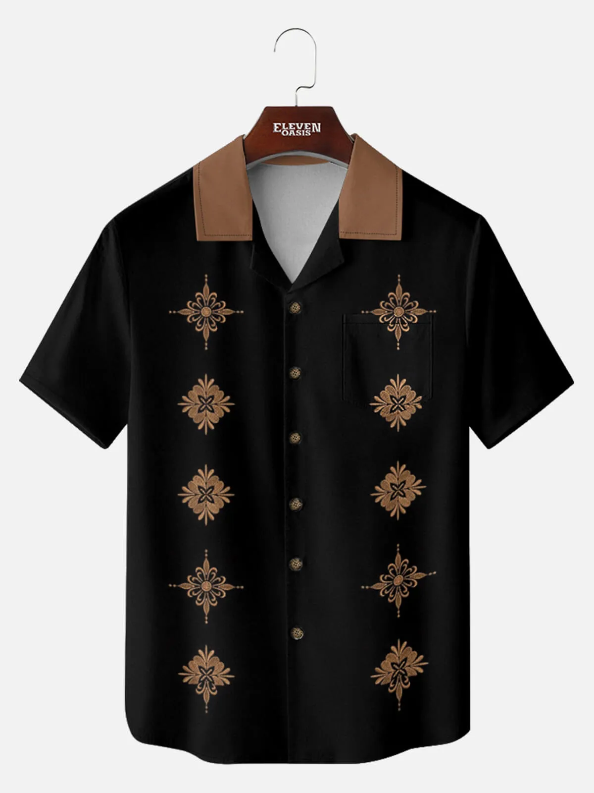 Men's Ornamental Medallion Panel Short Sleeve Shirt sold by Eleven Oasis