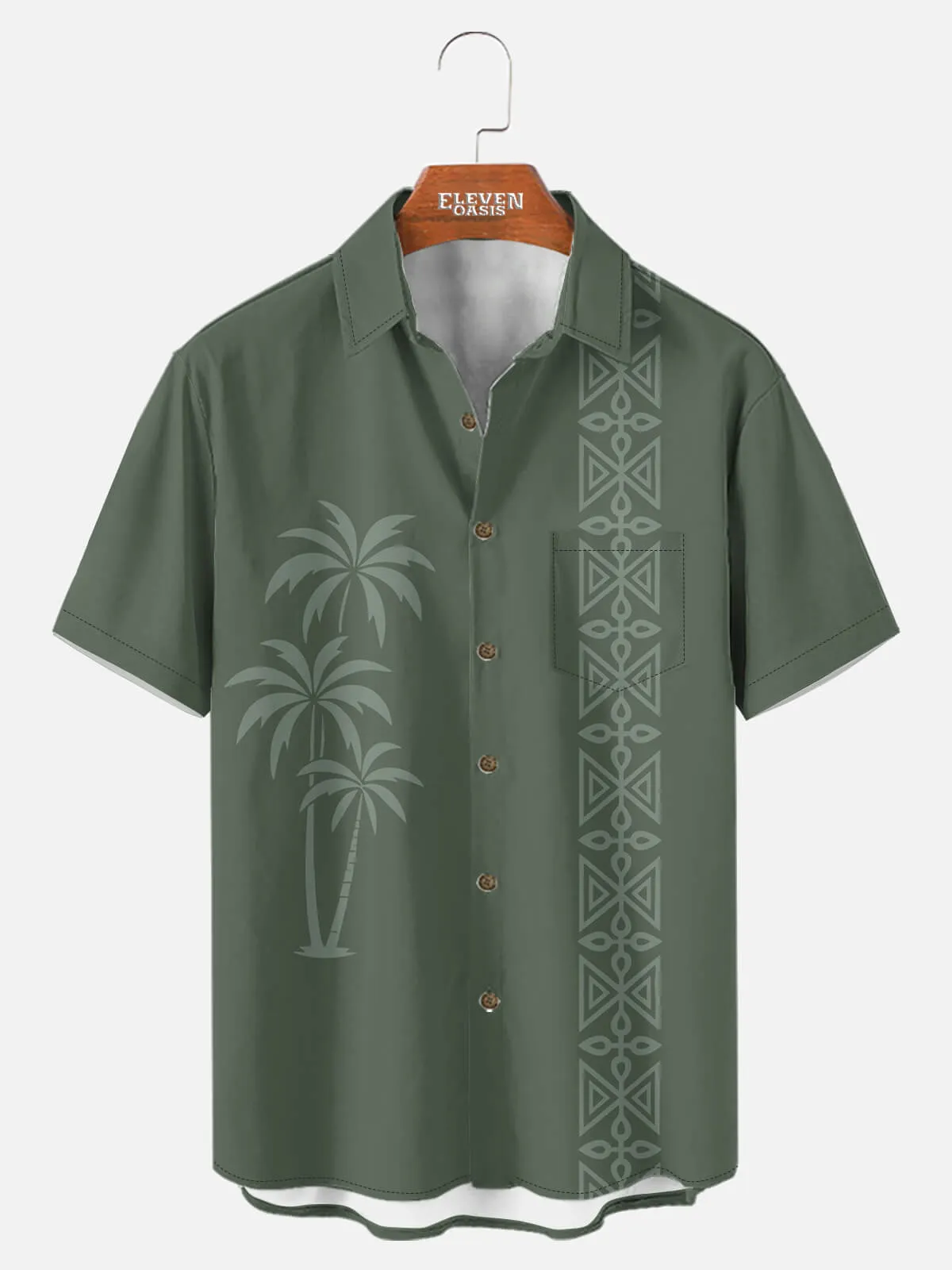 Tall Men's Coastal Palm Stripe Short Sleeve Shirt sold by Eleven Oasis product image thumbnail 4