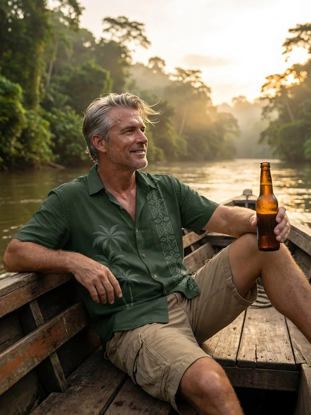 Tall Men's Coastal Palm Stripe Short Sleeve Shirt sold by Eleven Oasis product image thumbnail 5