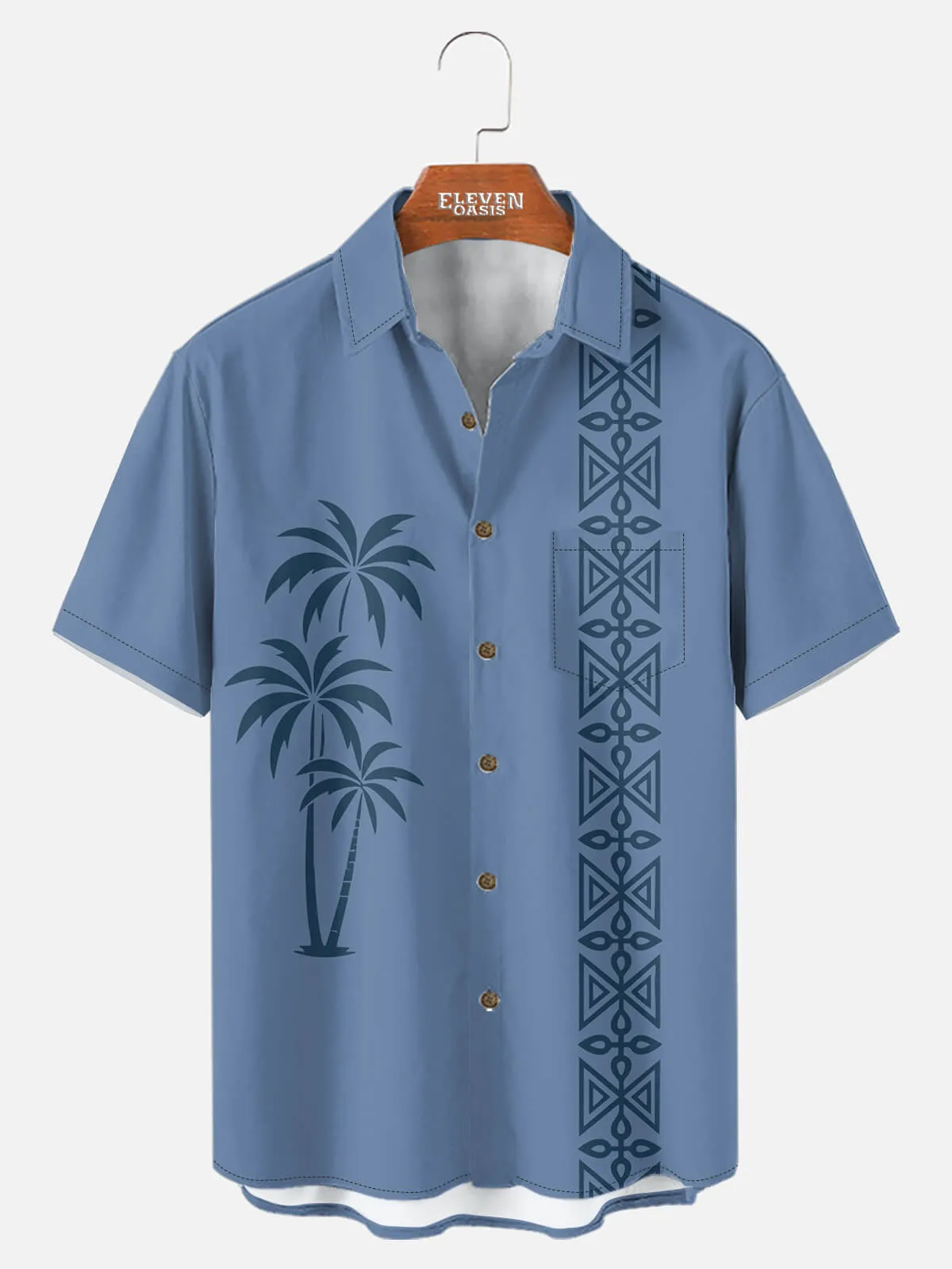 Men's Coastal Palm Stripe Short Sleeve Shirt sold by Eleven Oasis