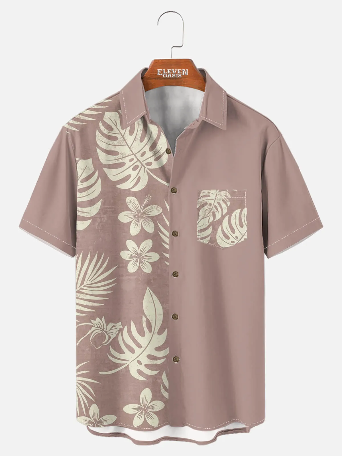 Tall Men's Island Leaf Panel Short Sleeve Shirt sold by Eleven Oasis