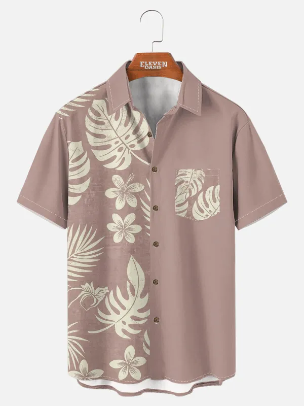 Men's Island Leaf Panel Short Sleeve Shirt sold by Eleven Oasis