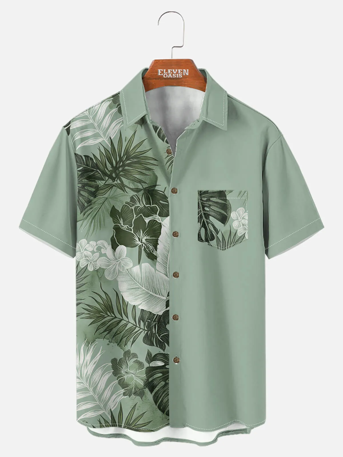 Tall Men's Tropical Split Panel Short Sleeve Shirt sold by Eleven Oasis