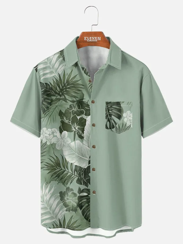 Men's Tropical Split Panel Short Sleeve Shirt sold by Eleven Oasis
