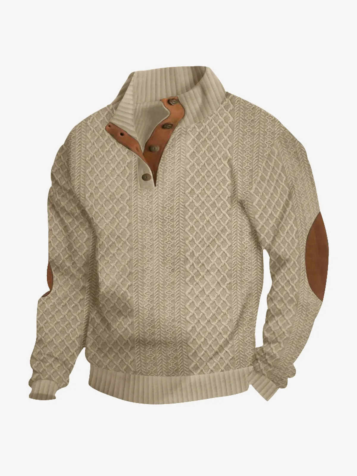 Men's Cable Knit Quarter Button Pullover Sweatshirt Bundle sold by Eleven Oasis product image thumbnail 2