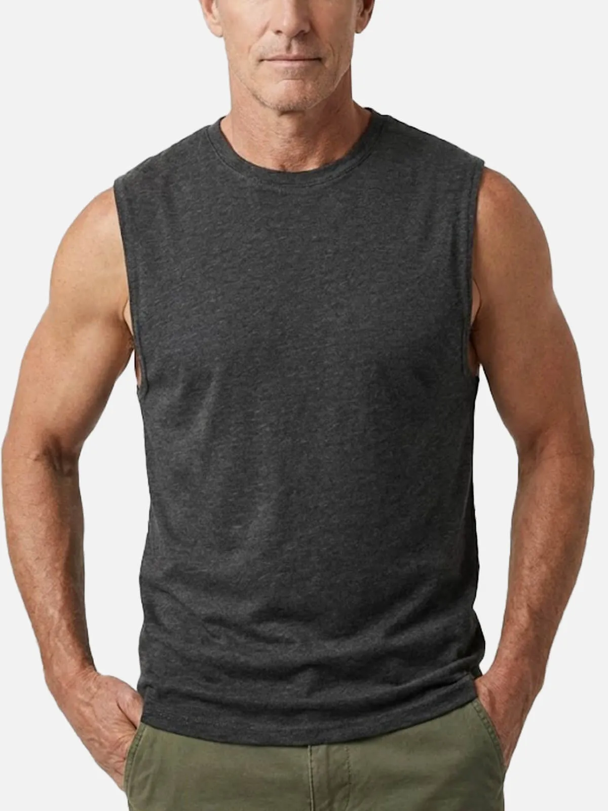 Men's Slim Fit Sleeveless Crew Neck Tank Top sold by Eleven Oasis product image thumbnail 2