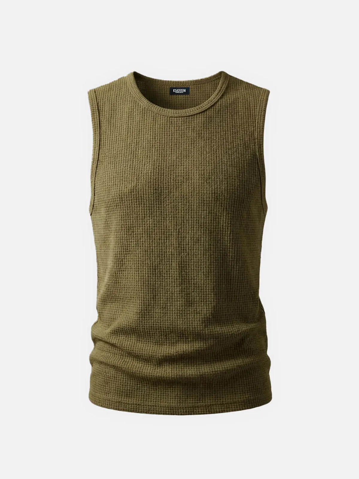 Men's Waffle Knit Crew Neck Tank Top sold by Eleven Oasis