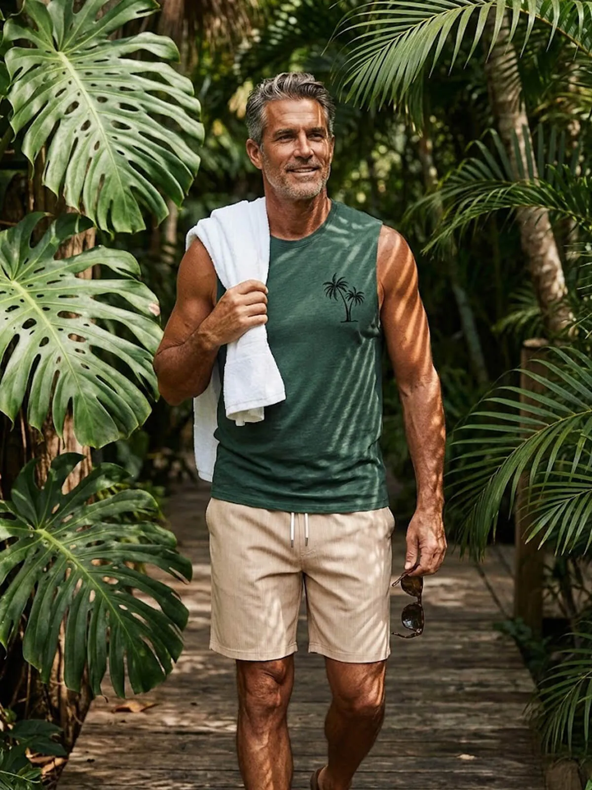 Men's Palm Graphic Crew Neck Tank Top sold by Eleven Oasis product image thumbnail 4