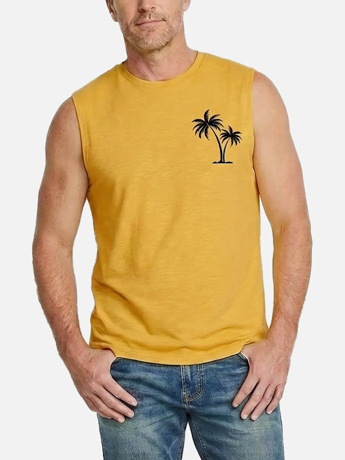 Men's Palm Graphic Crew Neck Tank Top sold by Eleven Oasis product image thumbnail 2