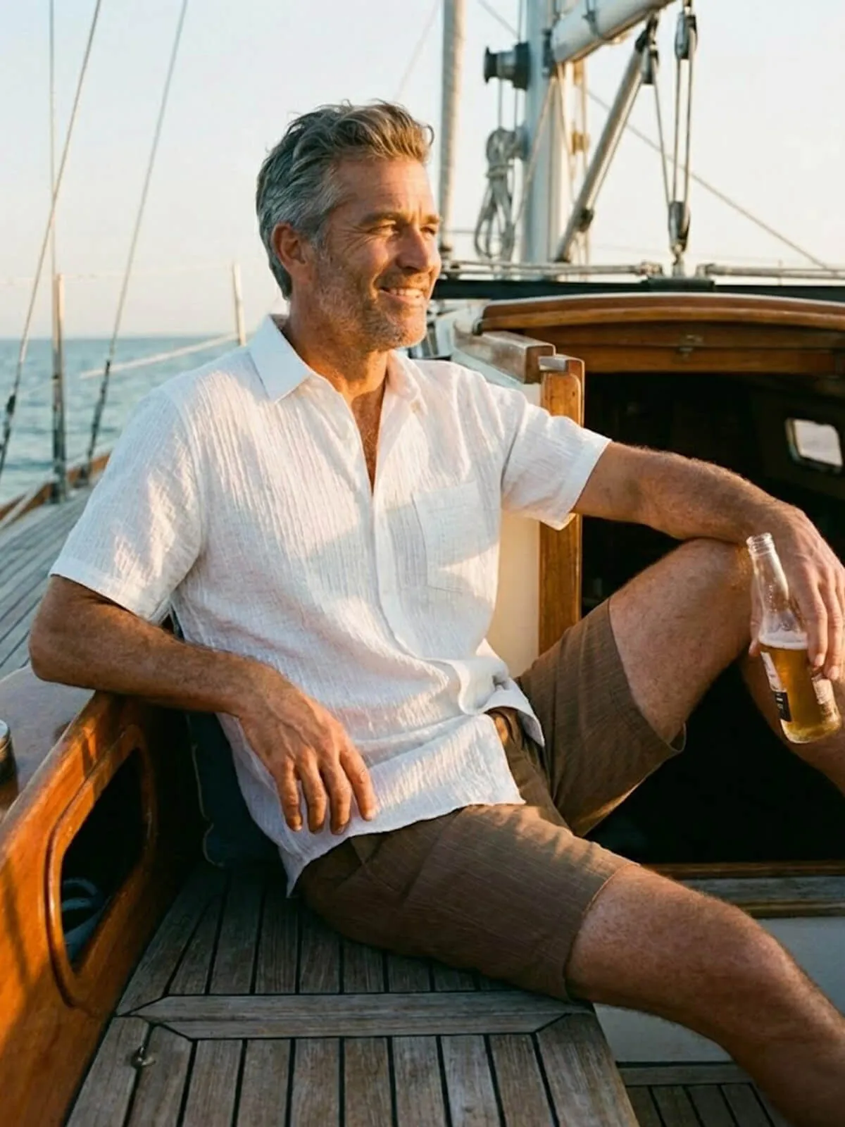 Men's Textured Short Sleeve Button-Up Shirt sold by Eleven Oasis product image thumbnail 4