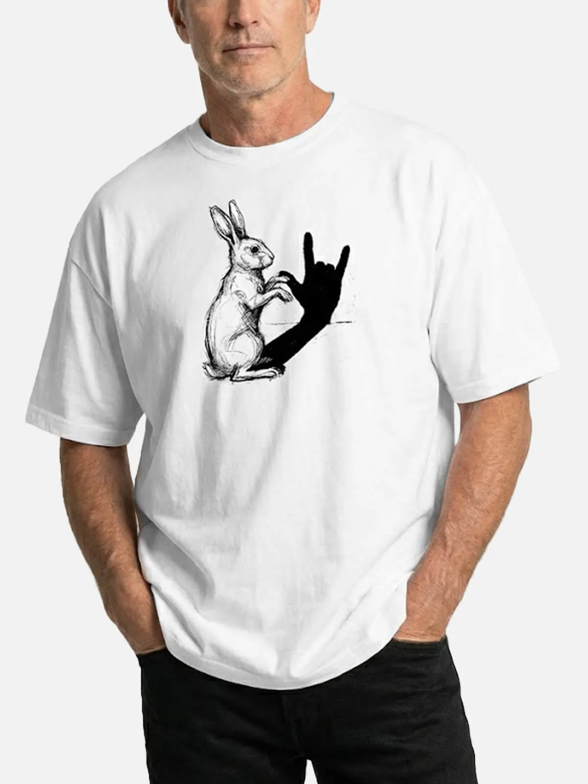 Men's Rabbit Shadow Graphic T-Shirt sold by Eleven Oasis product image thumbnail 2