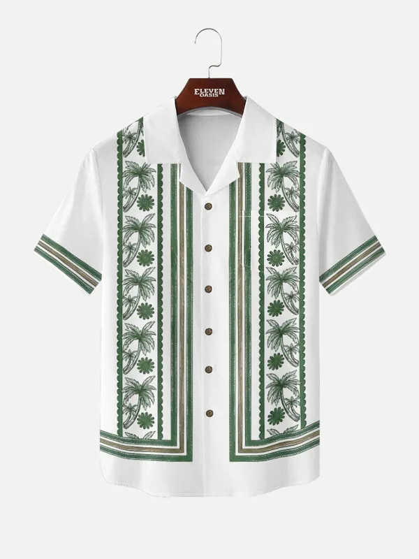 Men's Island Palm Border Short Sleeve Shirt sold by Eleven Oasis