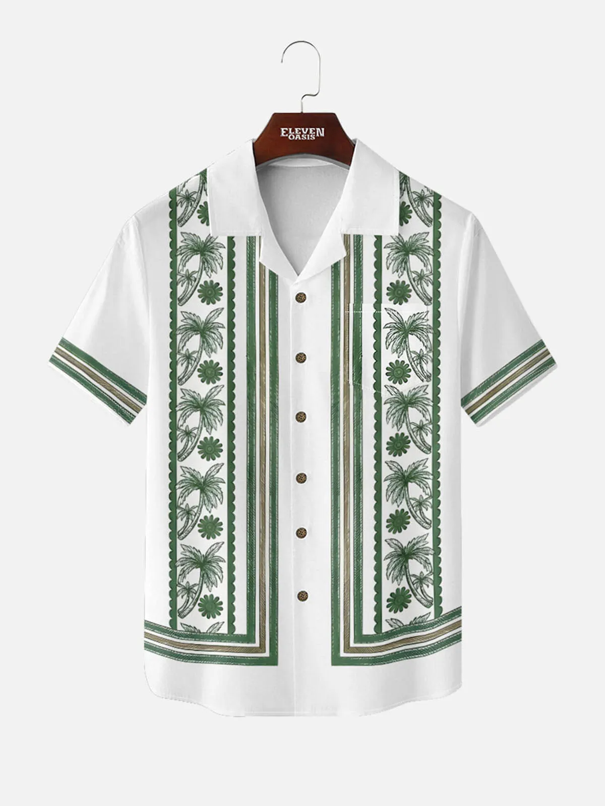 Men's Island Palm Border Short Sleeve Shirt sold by Eleven Oasis