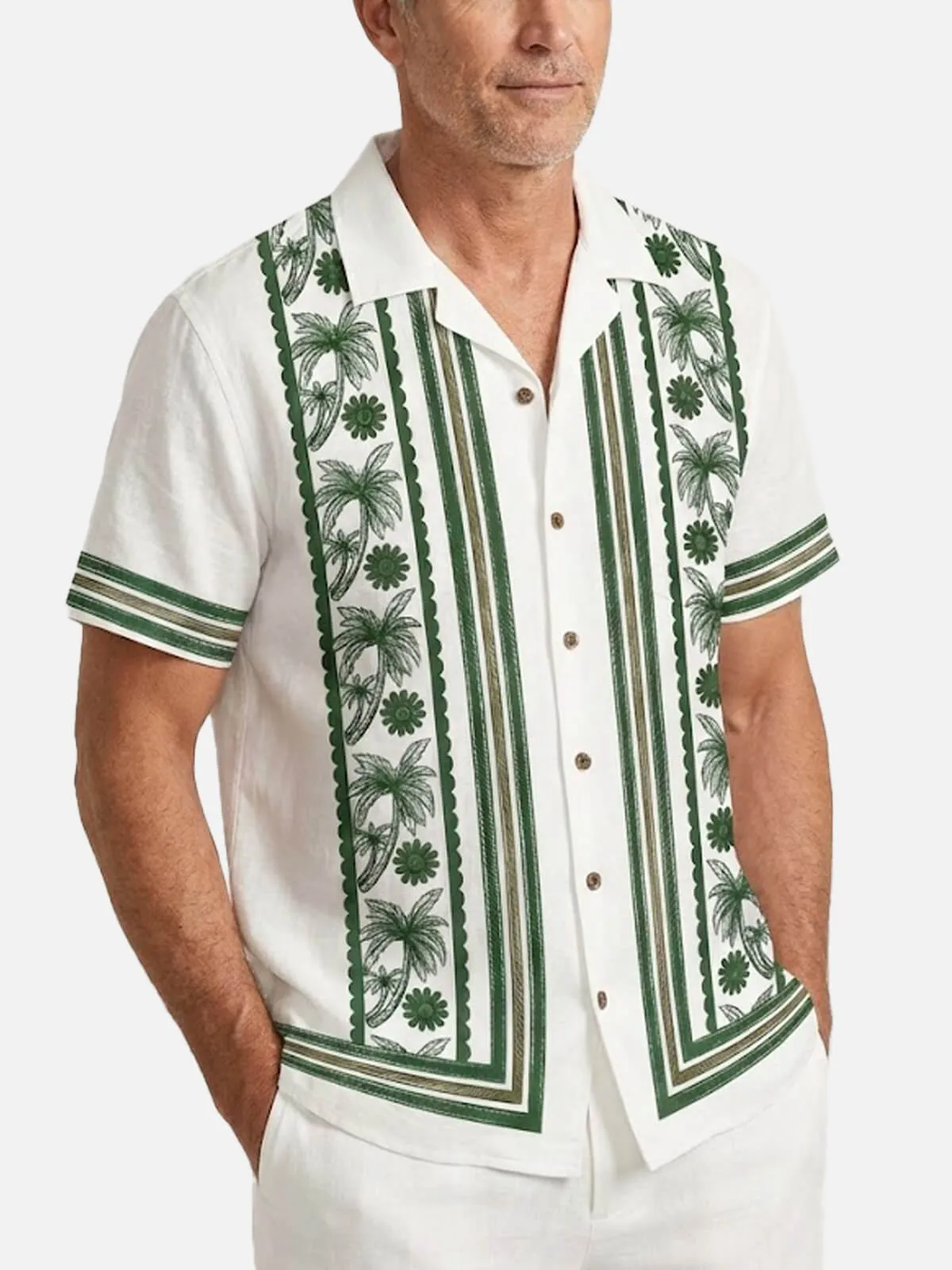 Men's Island Palm Border Short Sleeve Shirt sold by Eleven Oasis product image thumbnail 2