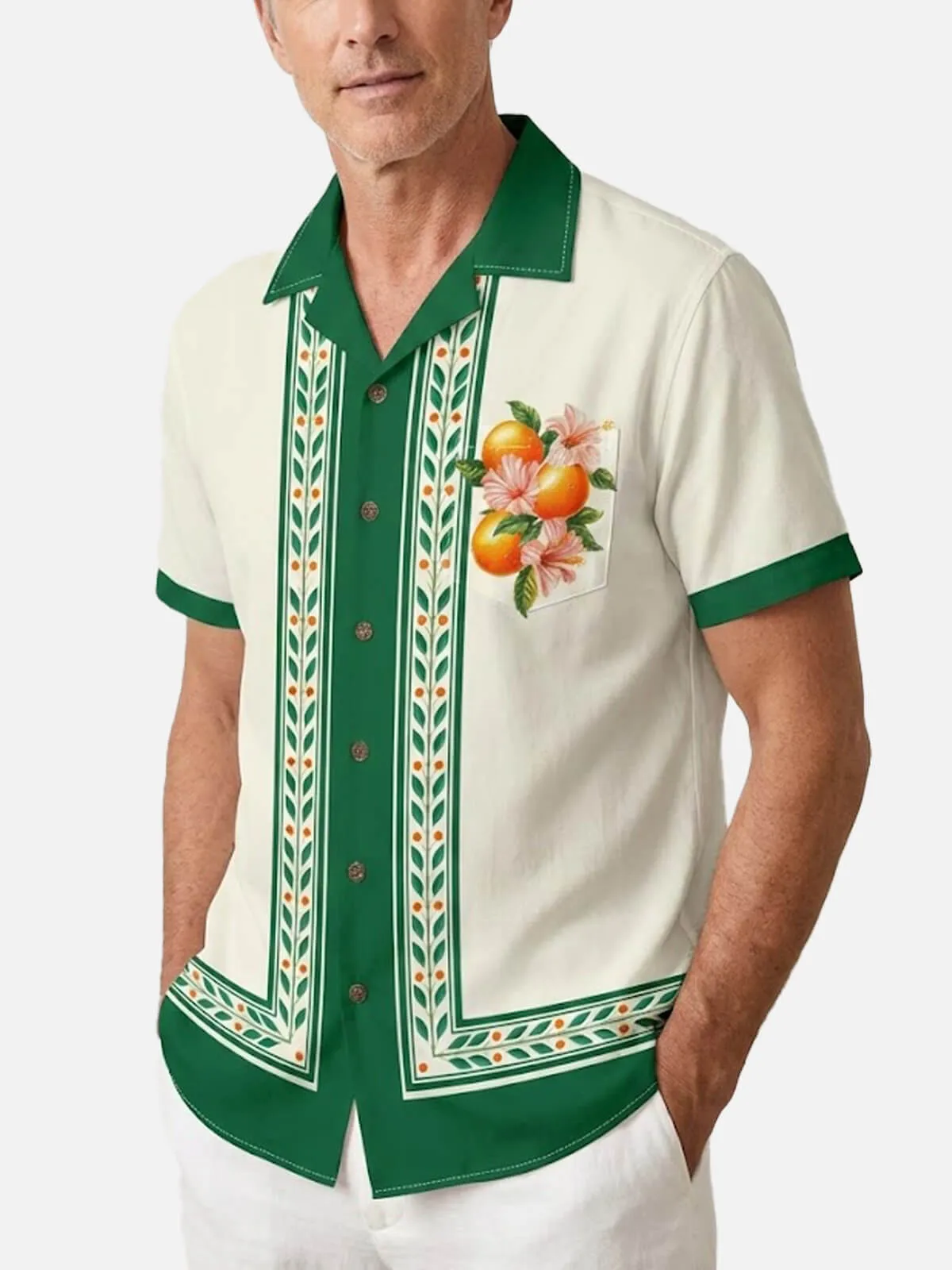 Tall Men's Vintage Citrus Panel Short Sleeve Shirt sold by Eleven Oasis product image thumbnail 2