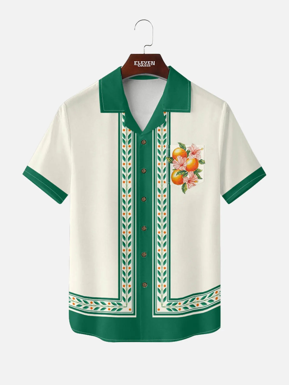 Tall Men's Vintage Citrus Panel Short Sleeve Shirt sold by Eleven Oasis