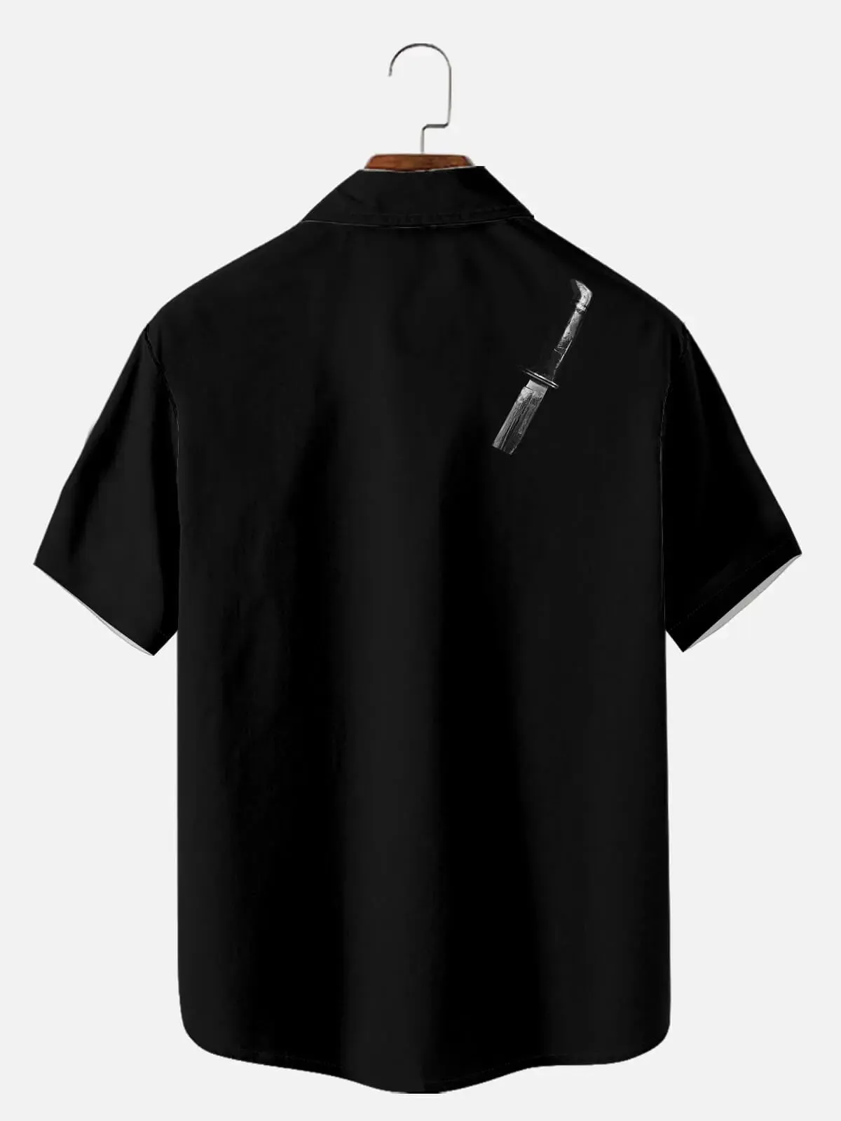 Tall Men's Ghost Face Stripe Halloween Short Sleeve Shirt sold by Eleven Oasis product image thumbnail 3