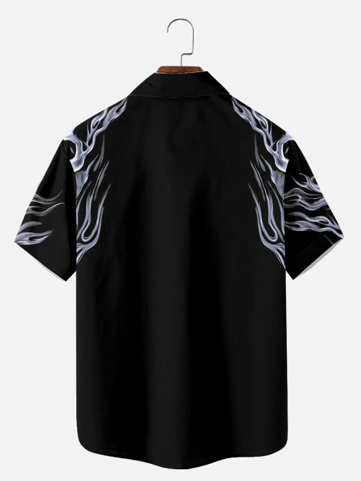 Tall Men's Flaming Skulls Halloween Short Sleeve Shirt sold by Eleven Oasis product image thumbnail 3