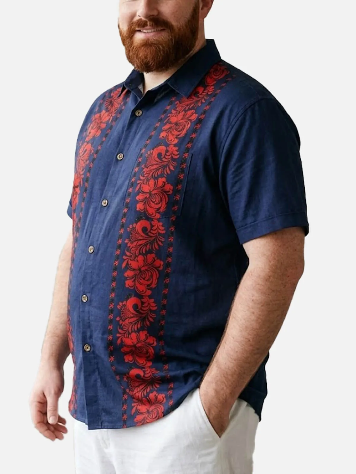 Tall Men's Vintage Floral Panel Short Sleeve Shirt sold by Eleven Oasis product image thumbnail 2