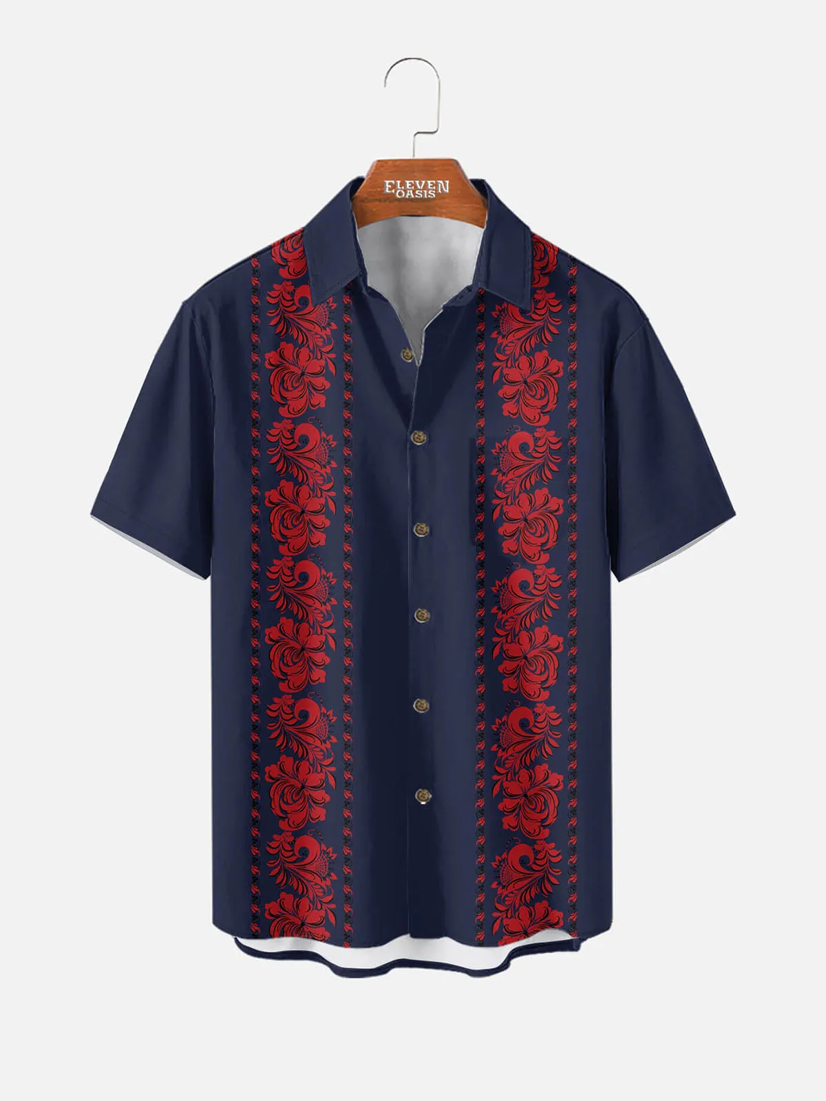 Men's Vintage Floral Panel Short Sleeve Shirt sold by Eleven Oasis
