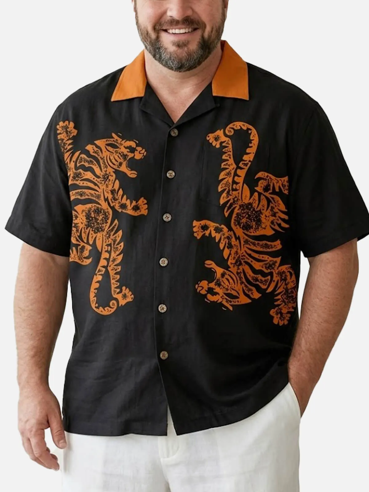 Tall Men's Dual Tiger Graphic Short Sleeve Shirt sold by Eleven Oasis product image thumbnail 2