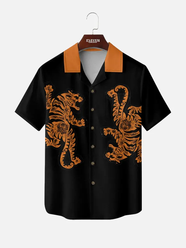 Tall Men's Dual Tiger Graphic Short Sleeve Shirt made by Eleven Oasis