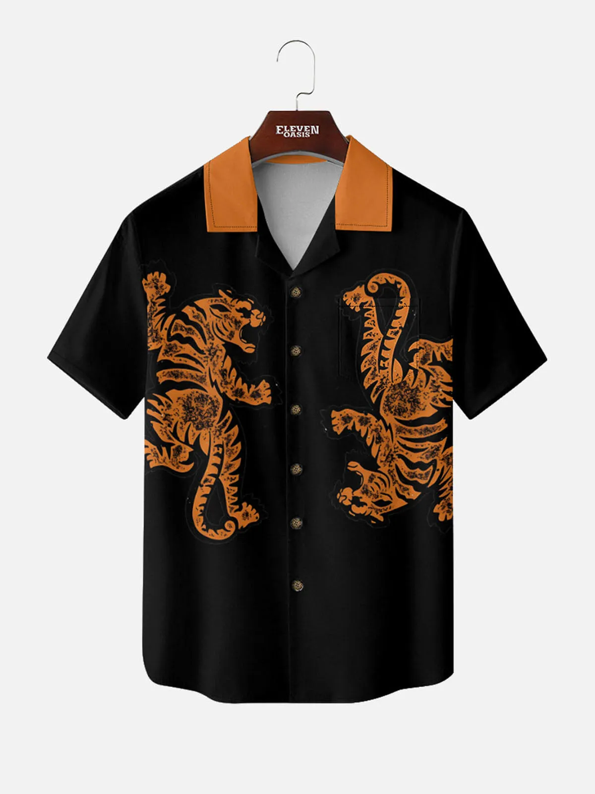Tall Men's Dual Tiger Graphic Short Sleeve Shirt sold by Eleven Oasis