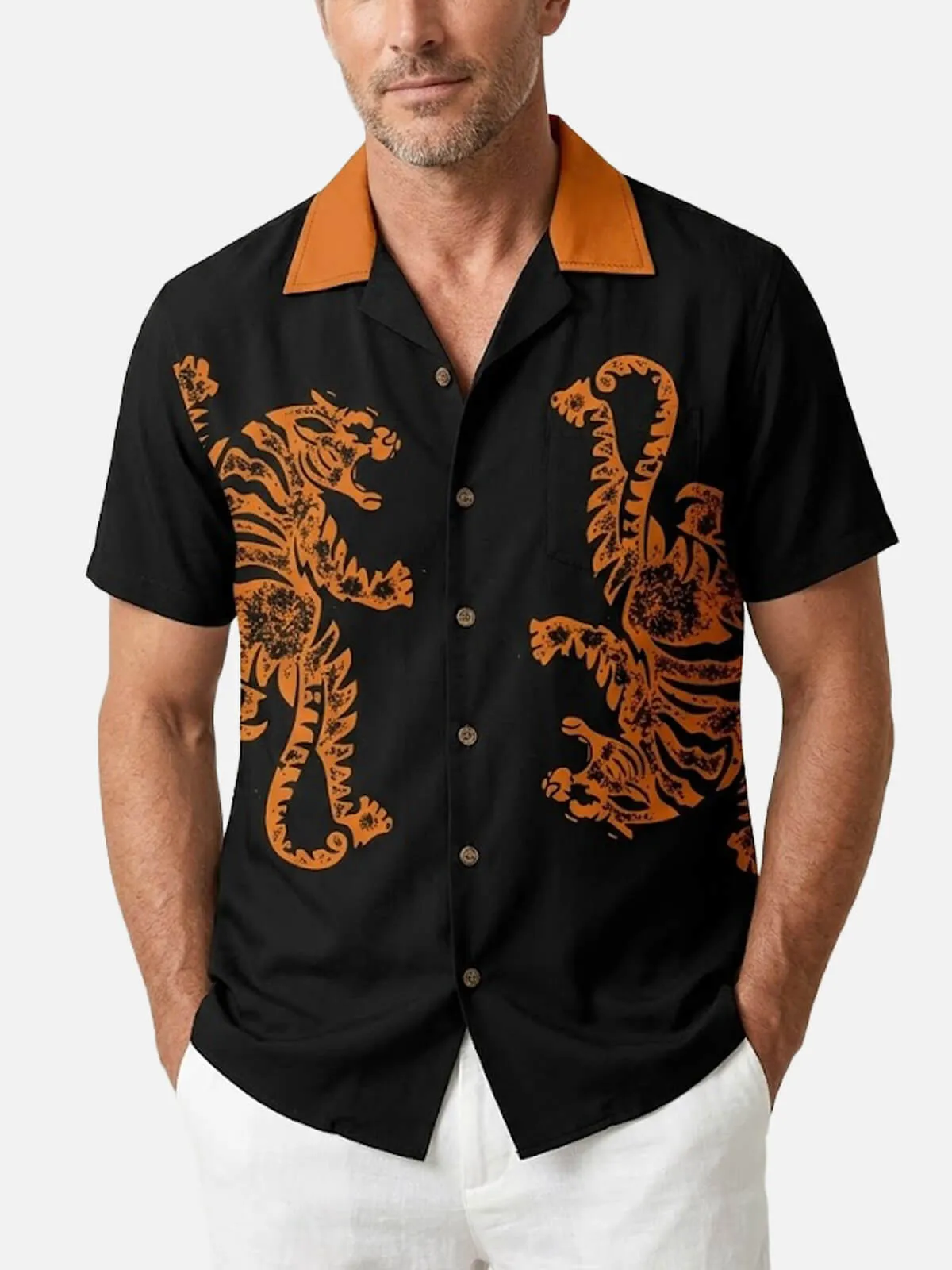 Men's Dual Tiger Graphic Short Sleeve Shirt sold by Eleven Oasis product image thumbnail 2