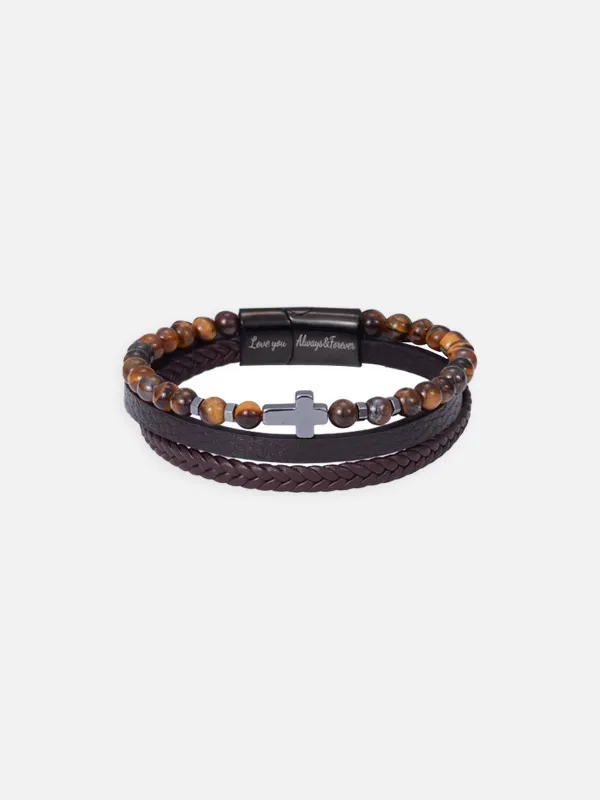 Men's Cross Braided Bracelet Gift Set sold by Eleven Oasis