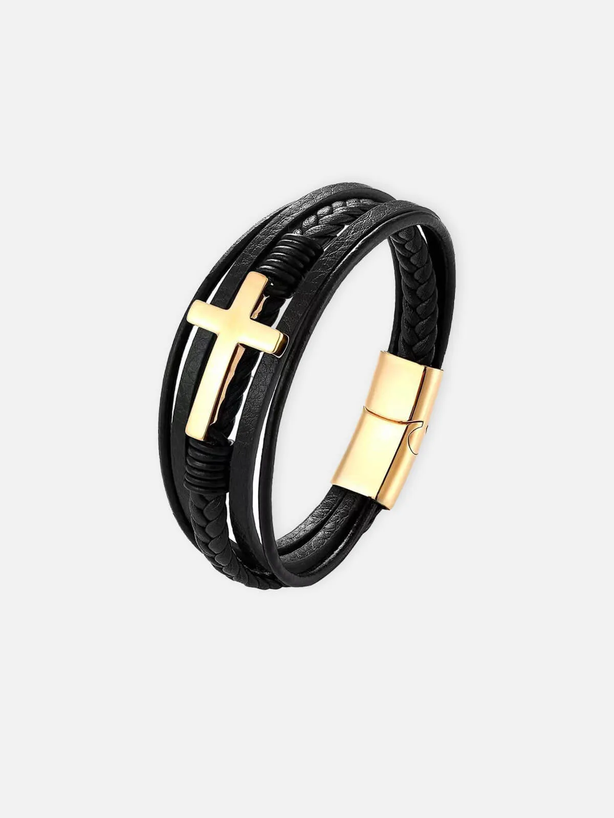 Men's Cross Braided Leather Bracelet sold by Eleven Oasis product image thumbnail 5