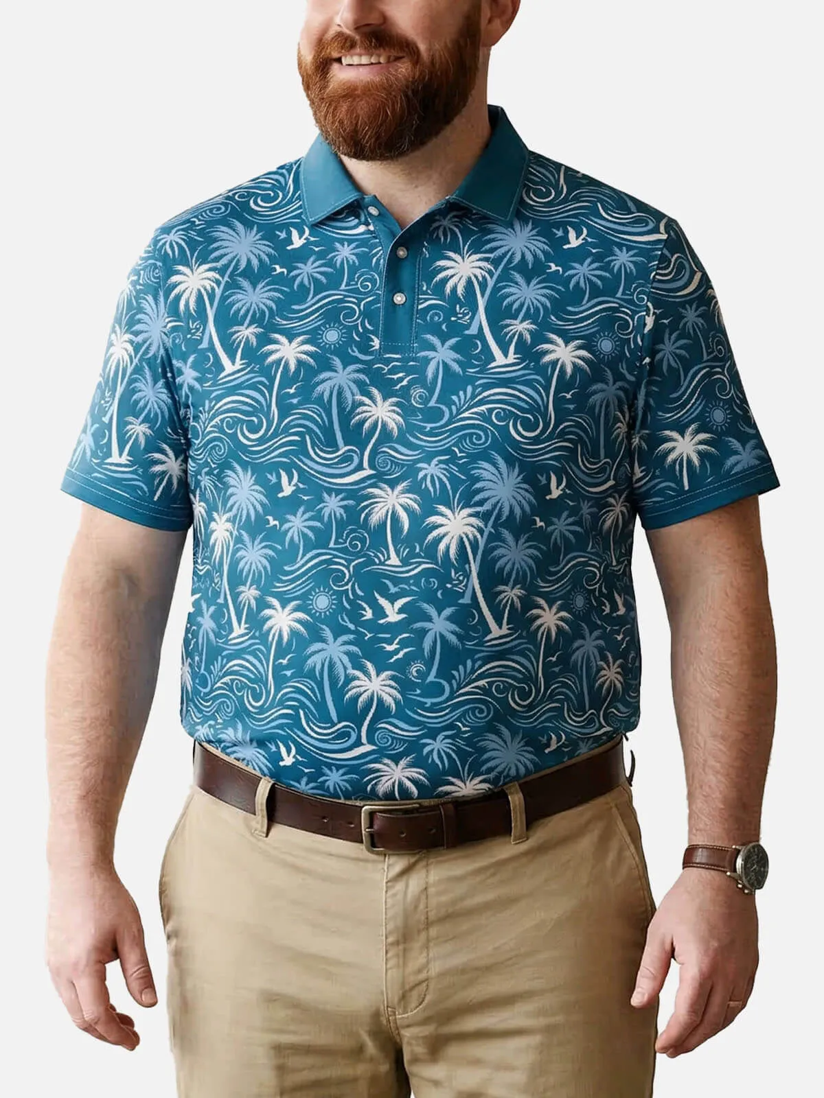 Men's Tropical Island Scene Short Sleeve Polo Shirt sold by Eleven Oasis product image thumbnail 3