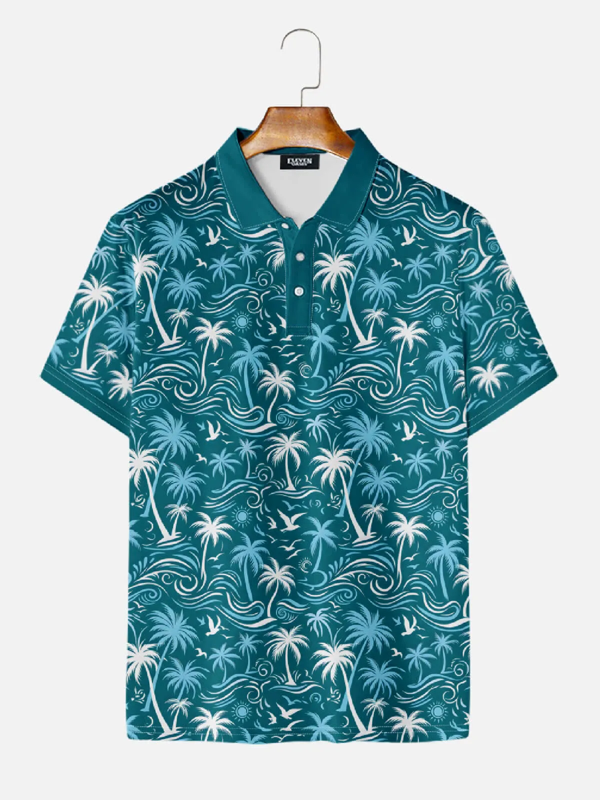 Men's Tropical Island Scene Short Sleeve Polo Shirt sold by Eleven Oasis product image thumbnail 5