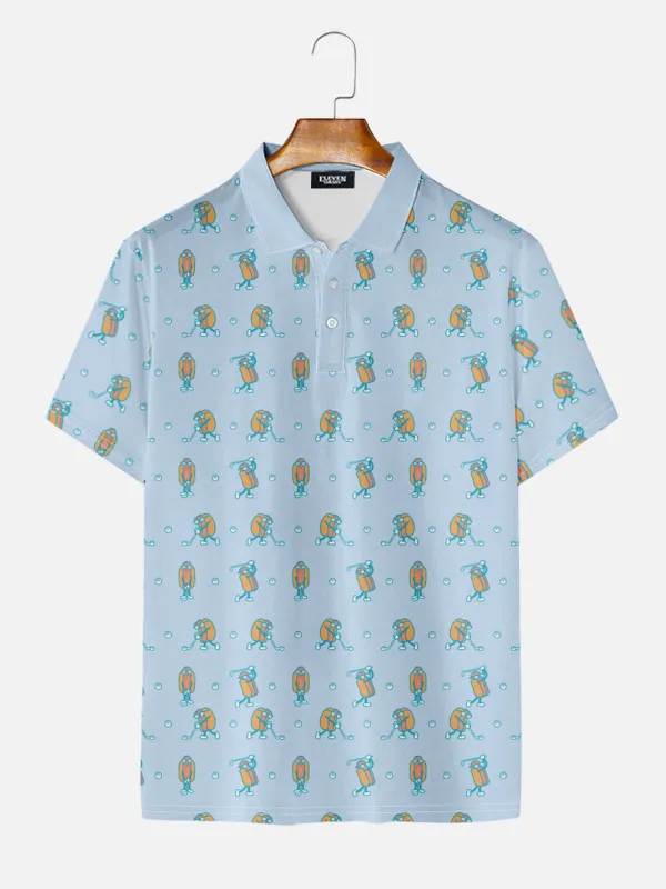 Men's Hot Dog Golf Pattern Short Sleeve Polo Shirt made by Eleven Oasis