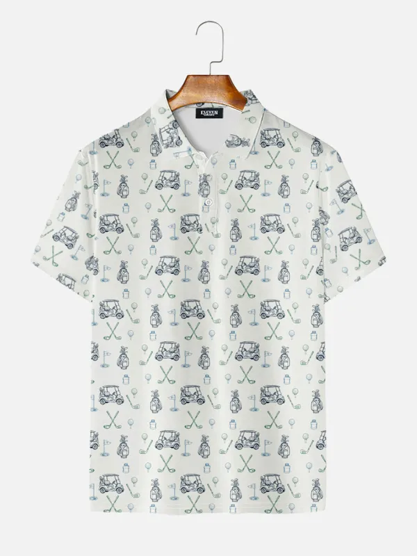 Men's Golf Club Pattern Short Sleeve Polo Shirt made by Eleven Oasis