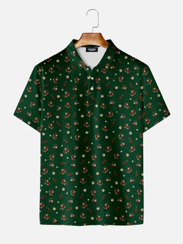 Men's Golf Bigfoot Pattern Short Sleeve Polo Shirt made by Eleven Oasis