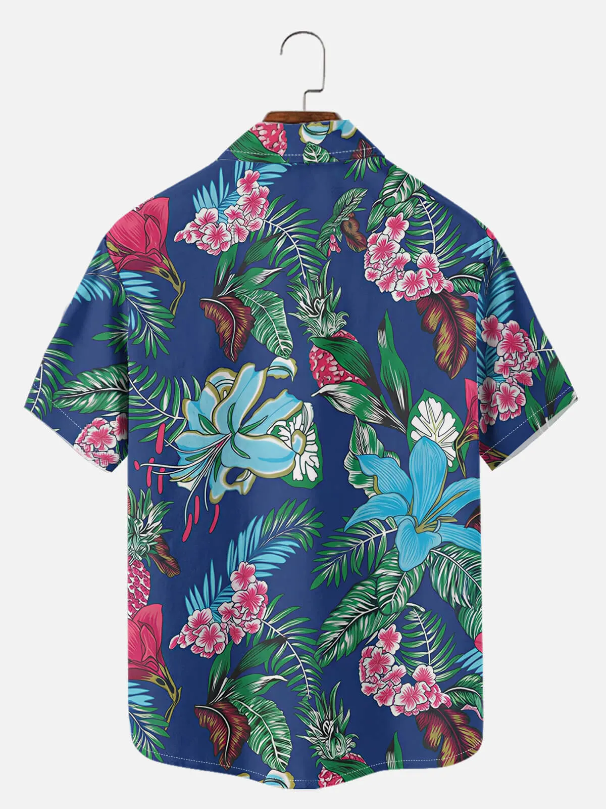 Tall Men's Tropical Floral Pattern Short Sleeve Shirt sold by Eleven Oasis product image thumbnail 3